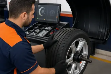 Balanceamento de rodas em Caxias, mostrado por um profissional qualificado.